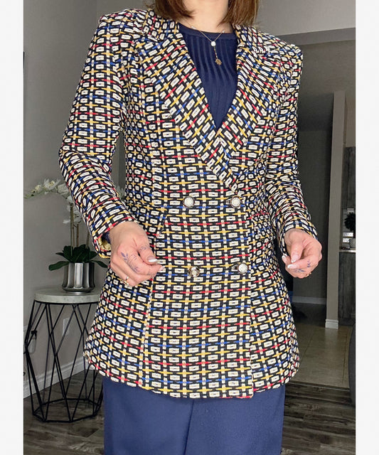 Tweed Double Breasted Buttoned Blazer
