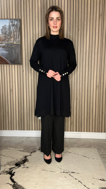 Elegant Soft Knit Top with Metal Button Accents