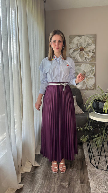 Pleated Satin Skirt