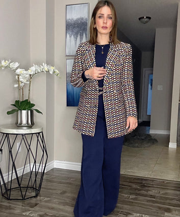Tweed Double Breasted Buttoned Blazer