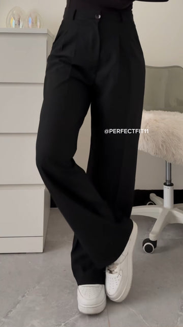 Women Tailored High Ride Wide Leg Trousers