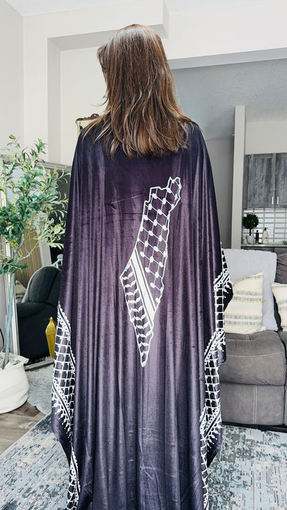 Velvet Keffiyeh‑Print Statement Kimono بشت الحطة