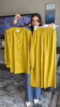Two‑Piece Buttoned Set with Wide‑Leg Pants by ikoll