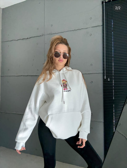 Teddy Bear Graphic Hoodie – Oversized Streetwear Style