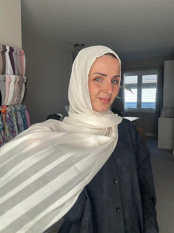 Silk Stripped Satin Blend Women Head Scarf Hijab