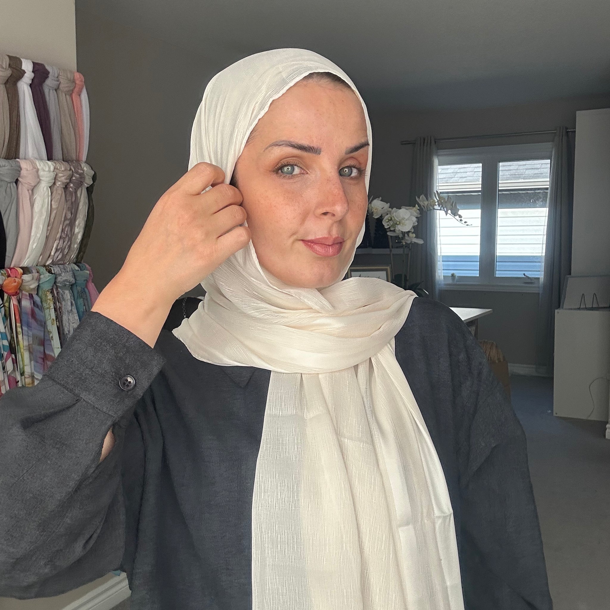 Silk Stripped Satin Blend Women Head Scarf Hijab