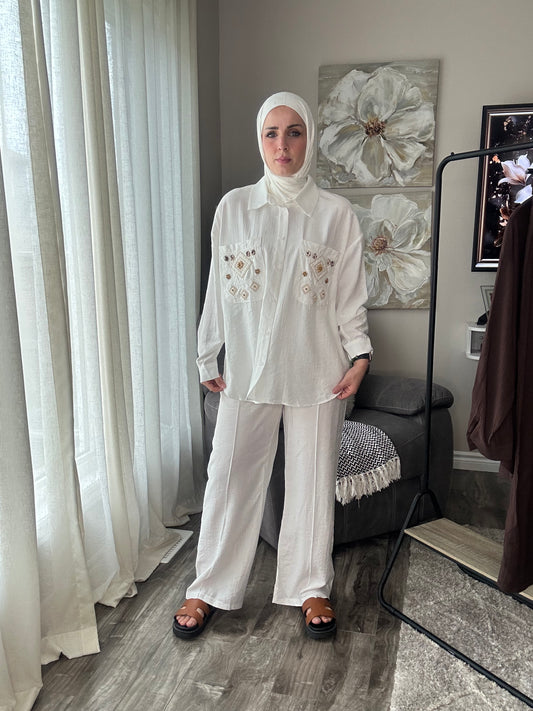 Women Buttoned Shirt Set Two Piece Women Summer Set