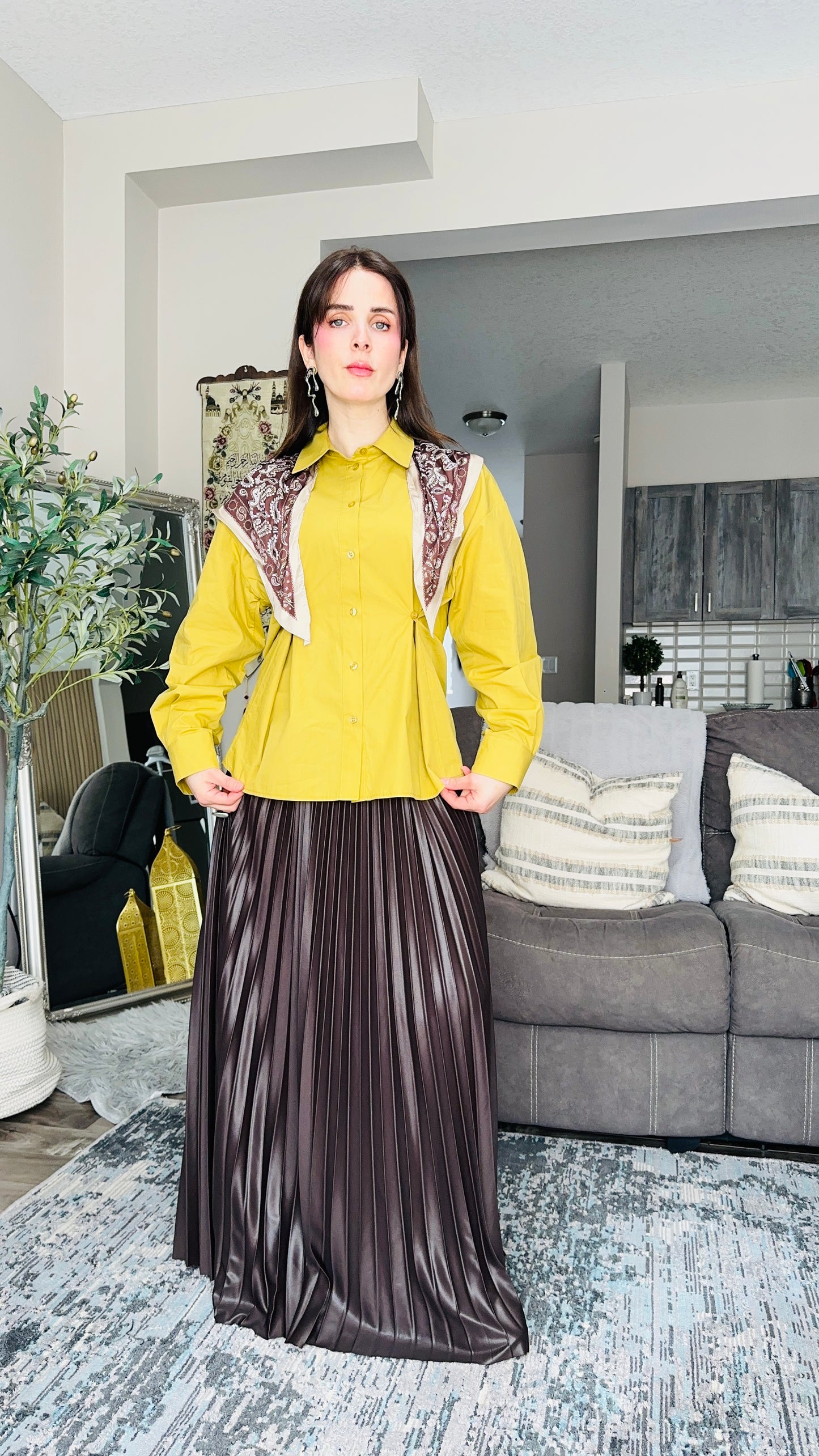 Structured Button‑Up Shirt قميص الفولار