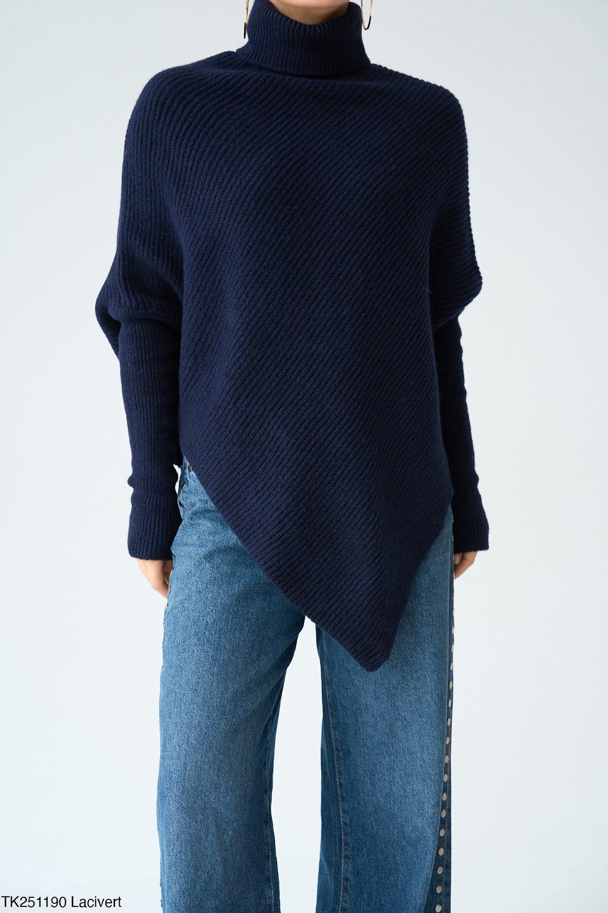 Asymmetrical Knit Turtleneck Sweater – Modest, Chic & Comfortable