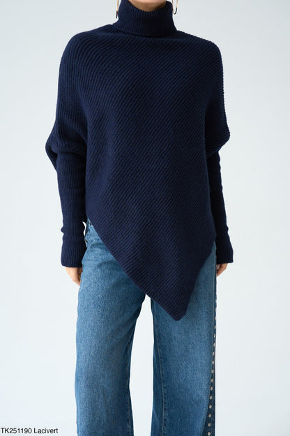 Asymmetrical Knit Turtleneck Sweater – Modest, Chic & Comfortable