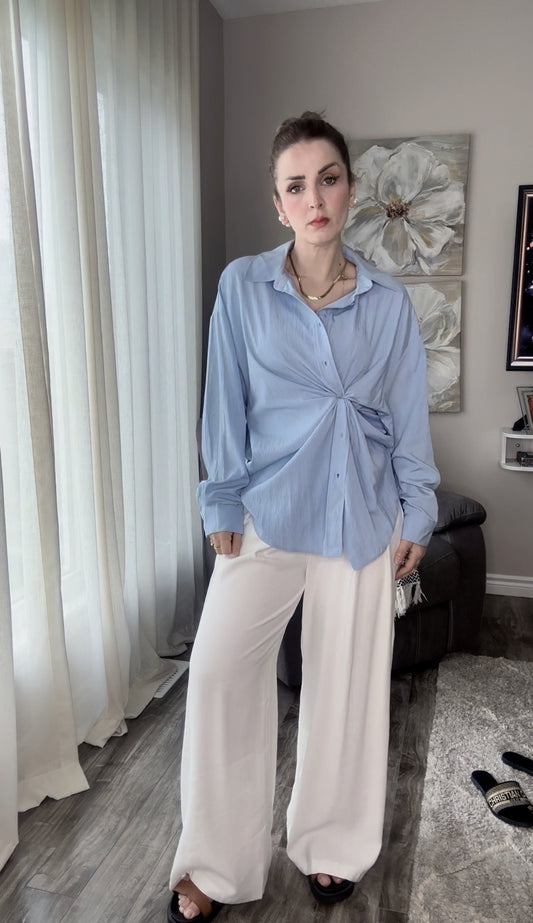 Women Button Up Long Sleeves Poplin Shirt