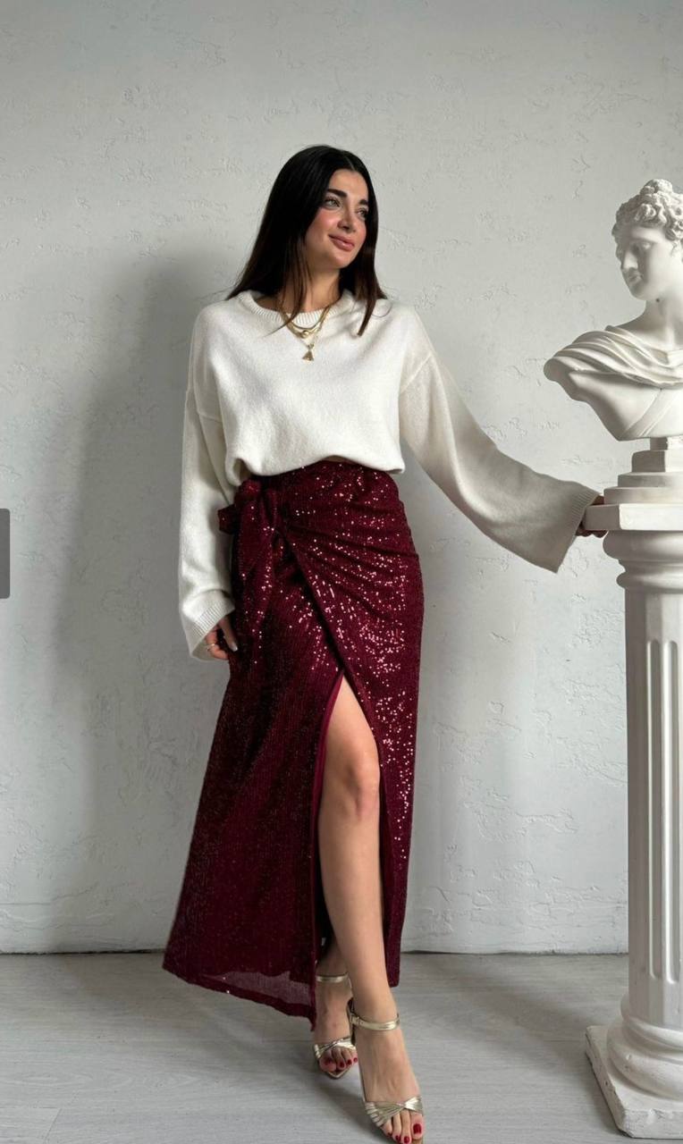 Wrap Sequined Maxi Skirt