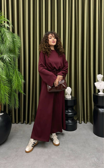 Women’s Long Belted Dress – Elegant Minimalist Style