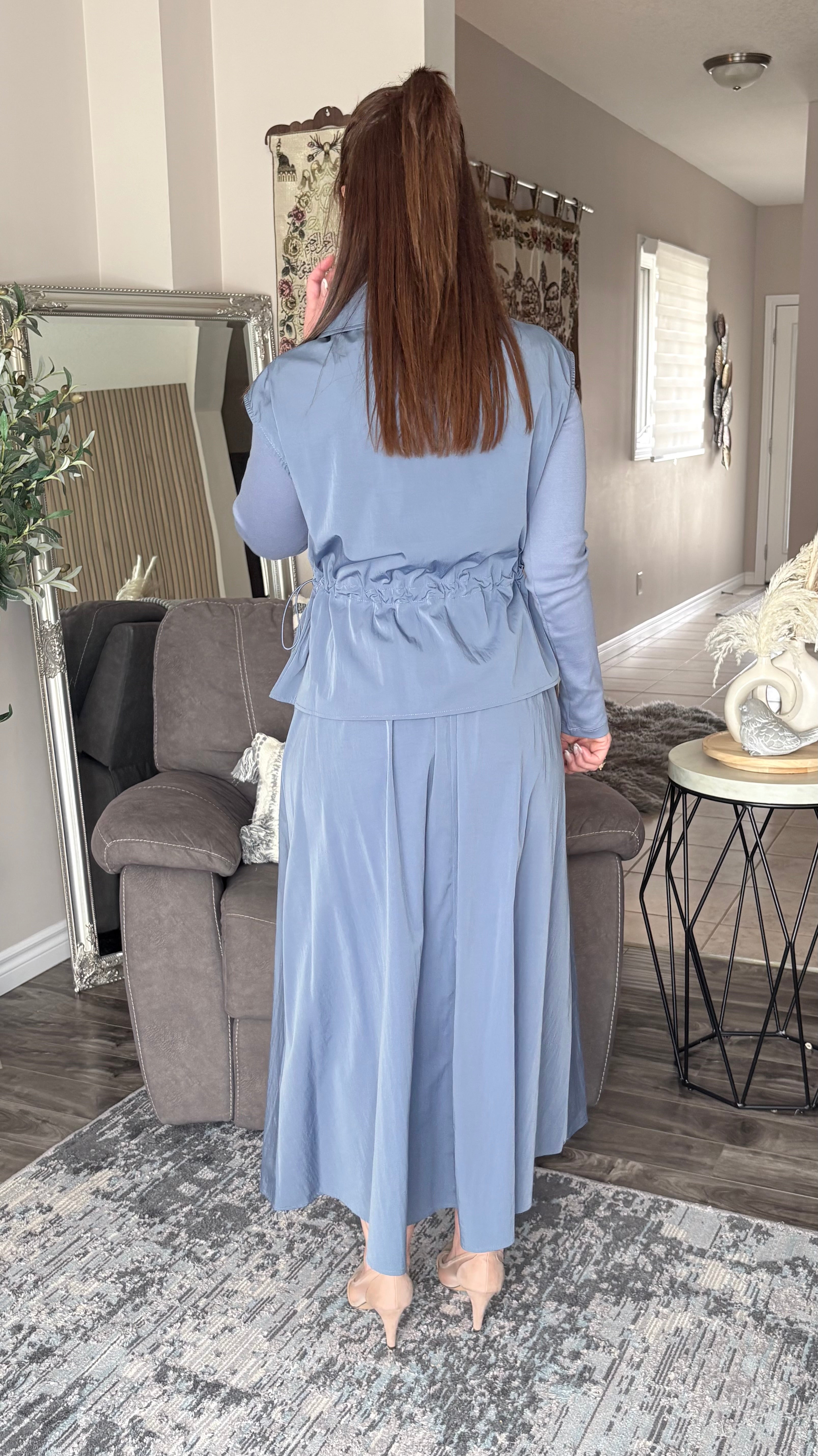 Zip‑Up 3 Piece Vest & Skirt Set by Ikoll – Miss London Boutique
