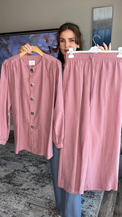 Two‑Piece Buttoned Set with Wide‑Leg Pants by ikoll