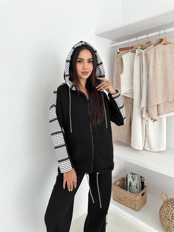 Keffiyeh Training Suit Zip Up Fleece Hoodie Set