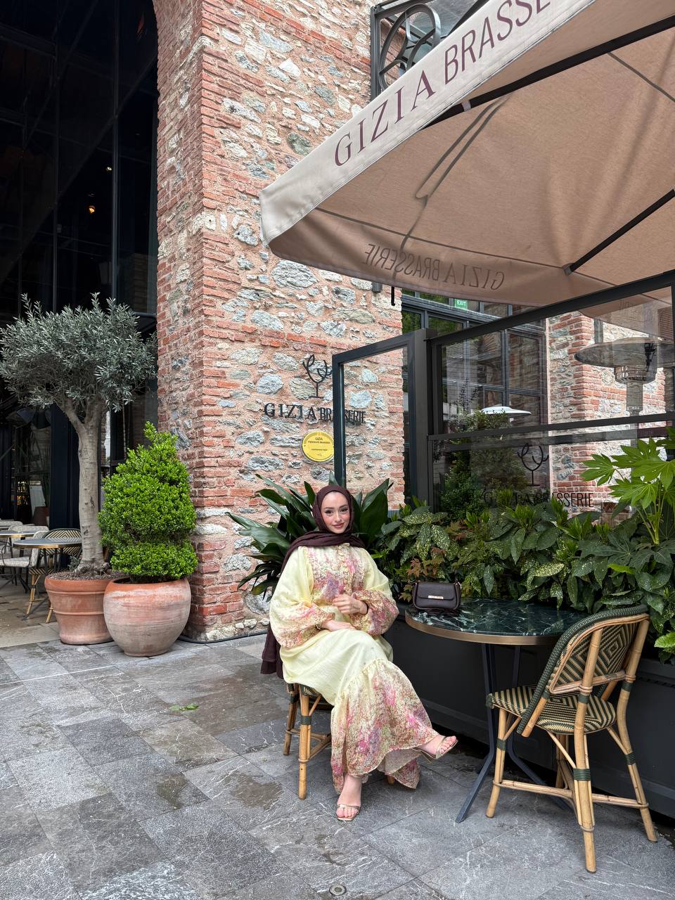 Floral Maxi Dress with Thin Fabric Belt – فستان زهرا