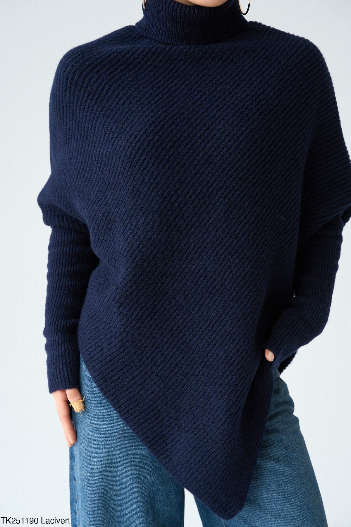 Asymmetrical Knit Turtleneck Sweater – Modest, Chic & Comfortable