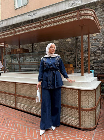 Embroidered Denim Set – Chic, Modest & Comfortable