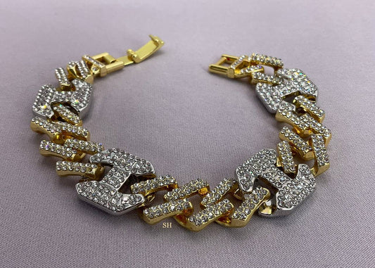 Pavé Link Bracelet with Bold Geometric Design