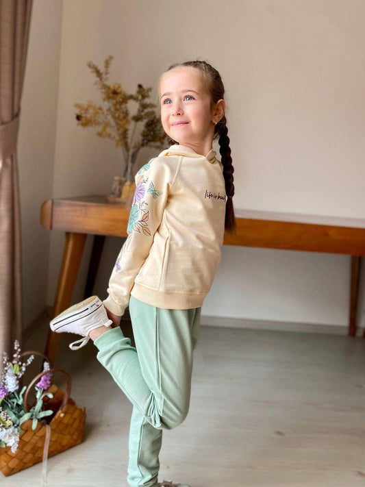 Girls Floral Hoodie & Mint Joggers Set – Hope for the Future Outfit