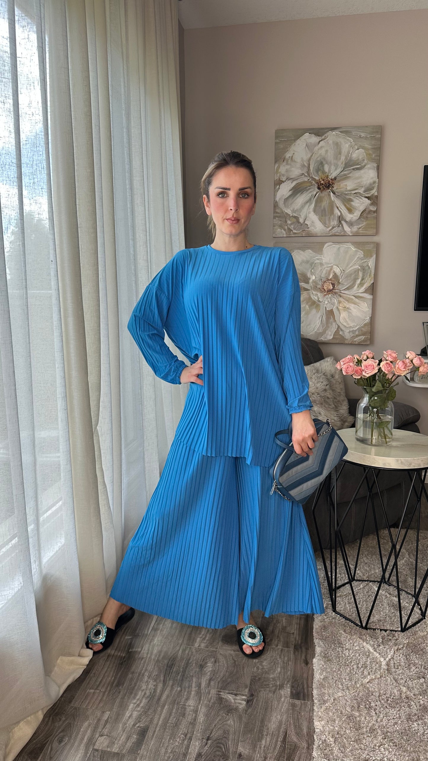 Pleated Modest Oversized Sandy Set الطقم السحري