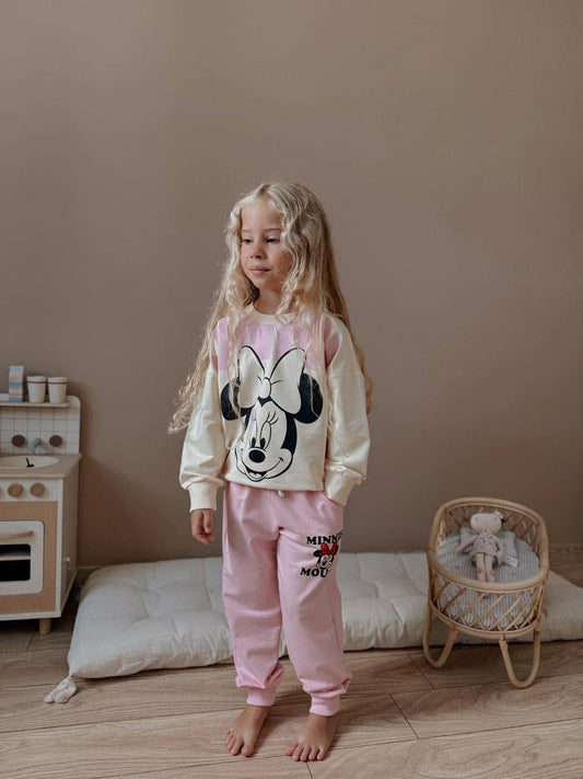 Minnie Mouse Girls Sweatshirt & Joggers Set – Pastel Disney Outfit