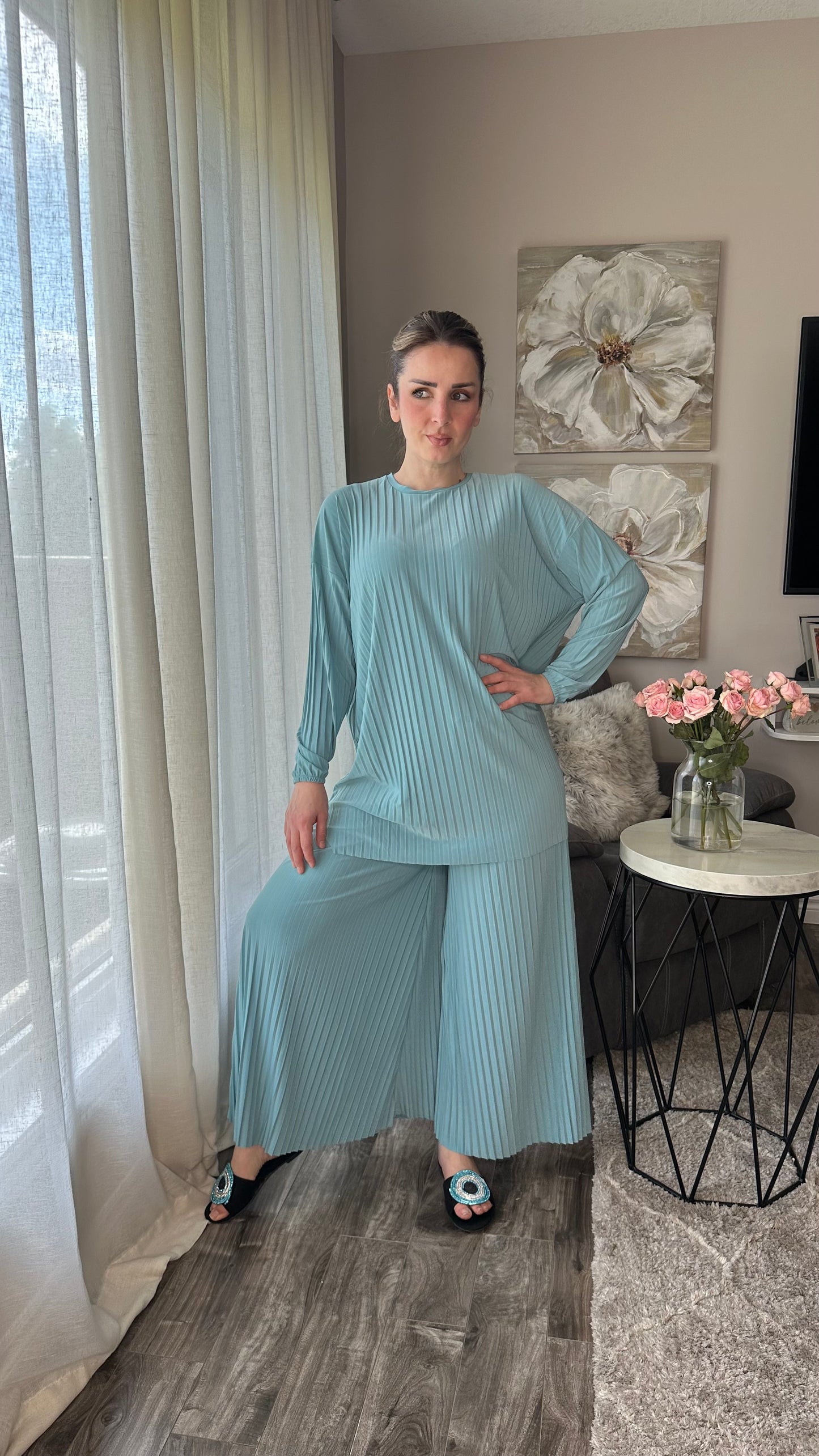 Pleated Modest Oversized Sandy Set الطقم السحري