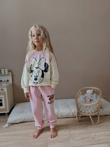 Minnie Mouse Girls Sweatshirt & Joggers Set – Pastel Disney Outfit
