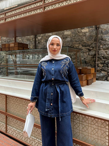 Embroidered Denim Set – Chic, Modest & Comfortable