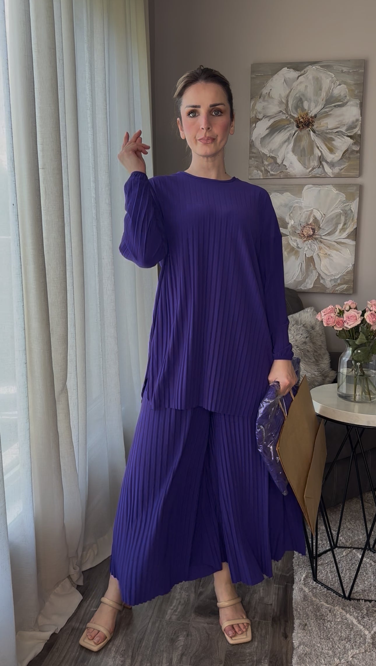Pleated Modest Oversized Sandy Set الطقم السحري