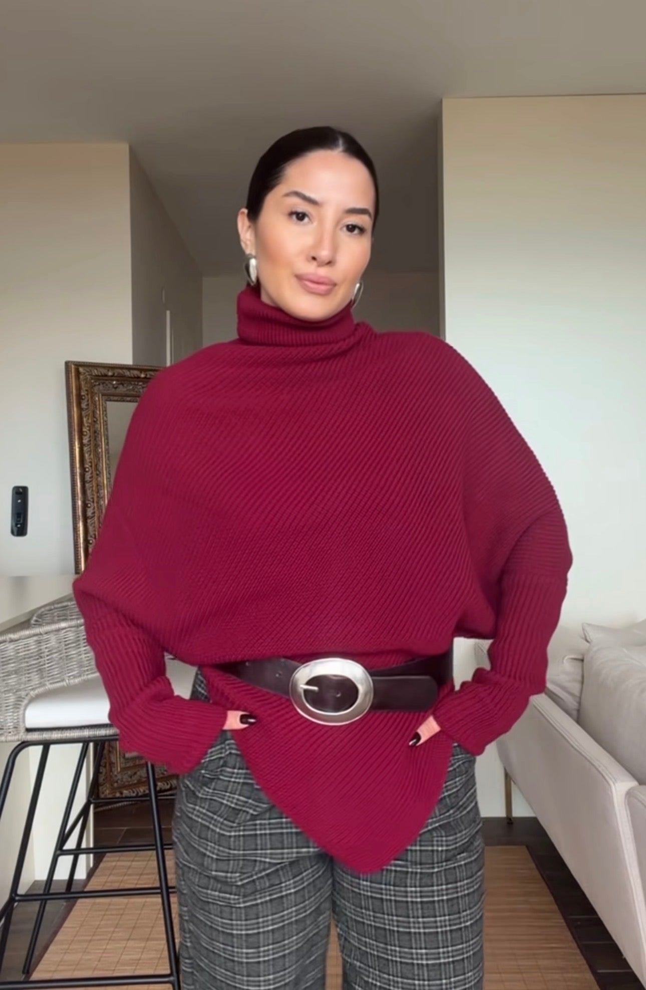 Asymmetrical Knit Turtleneck Sweater – Modest, Chic & Comfortable