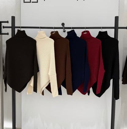 Asymmetrical Knit Turtleneck Sweater – Modest, Chic & Comfortable