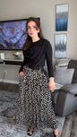 Polka-dots Wide‑Leg Belted Pants with Elegant Flowing Fit