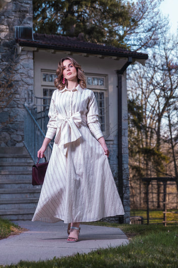 Textured Fully Lined Belted Maxi Modest Summer Set