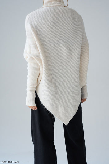Asymmetrical Knit Turtleneck Sweater – Modest, Chic & Comfortable