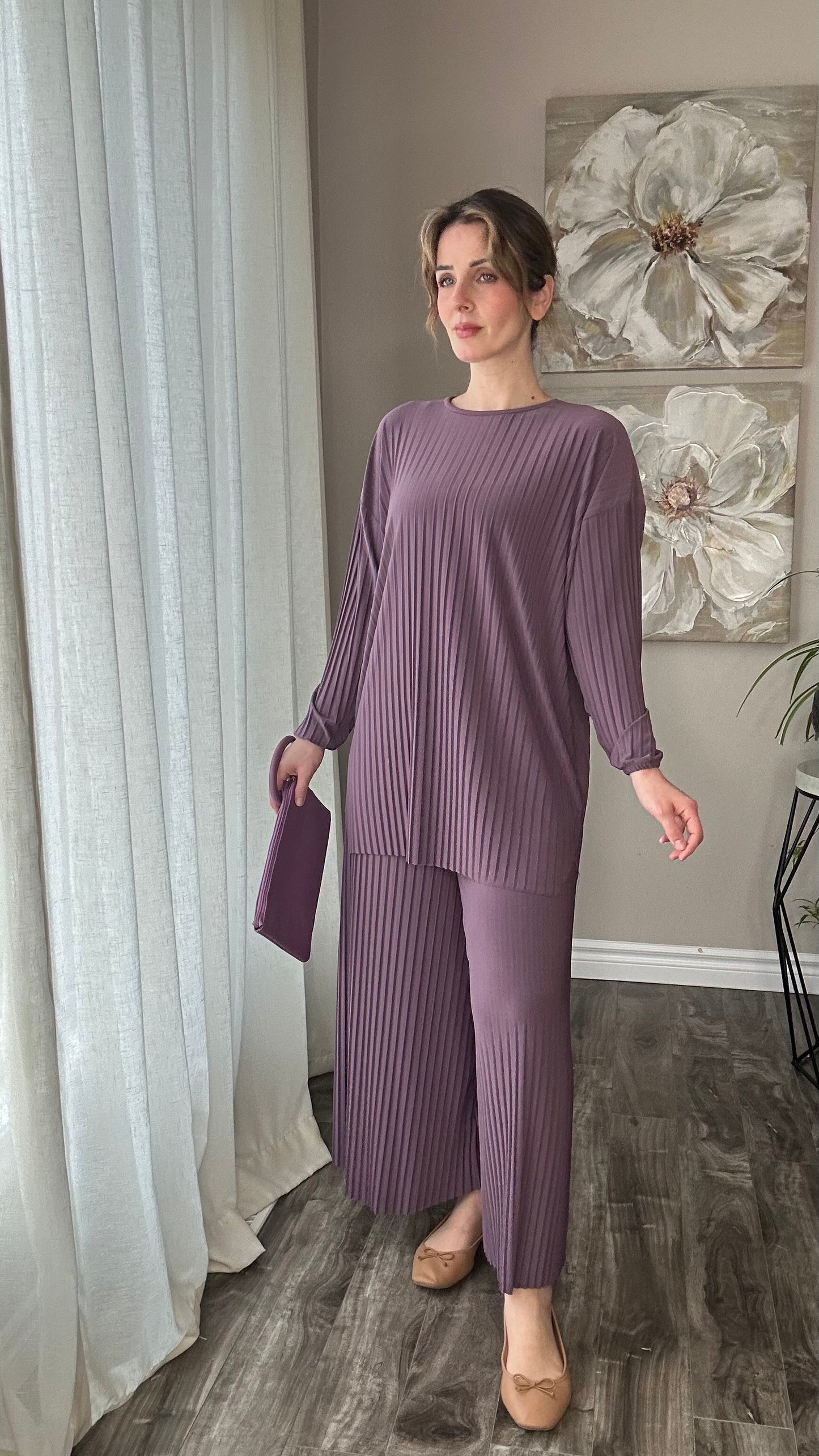 Pleated Modest Oversized Sandy Set الطقم السحري