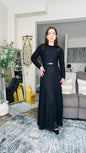 Long Lace Belted Maxi Dress فستان دانتيل