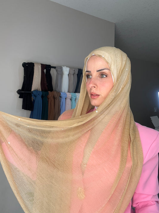 شال كشمير كويتي مع كريستال Women Muslim Scarf
