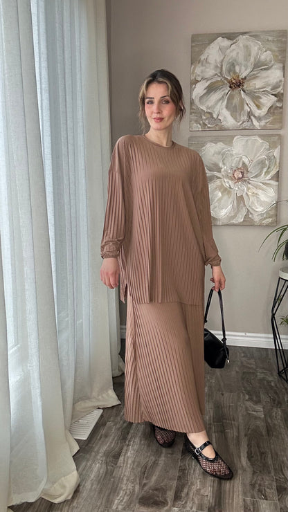 Pleated Modest Oversized Sandy Set الطقم السحري