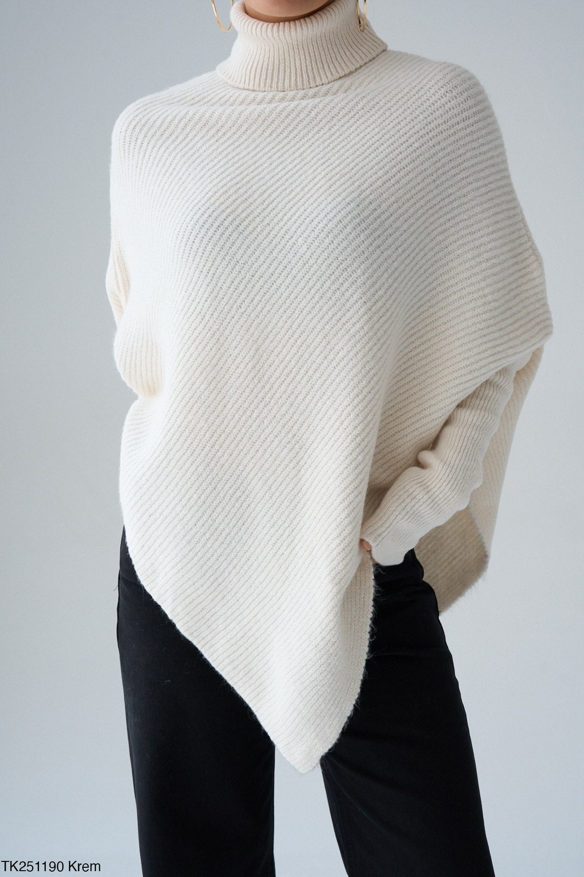 Asymmetrical Knit Turtleneck Sweater – Modest, Chic & Comfortable