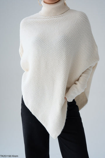 Asymmetrical Knit Turtleneck Sweater – Modest, Chic & Comfortable