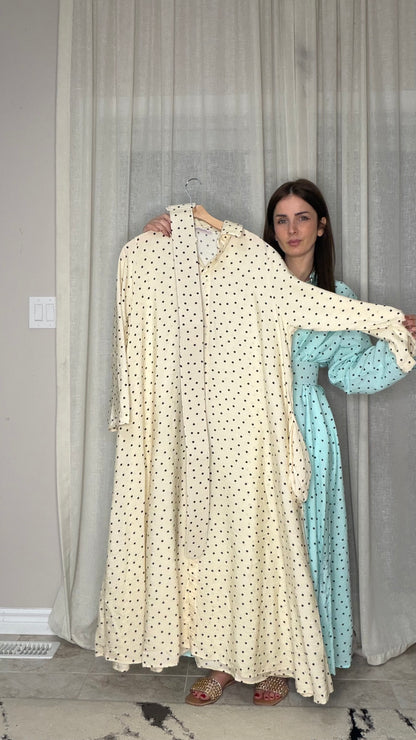 Full‑Length Belted Polka‑Dot Maxi Dress – 140 cm