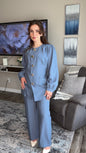 Two‑Piece Buttoned Set with Wide‑Leg Pants by ikoll