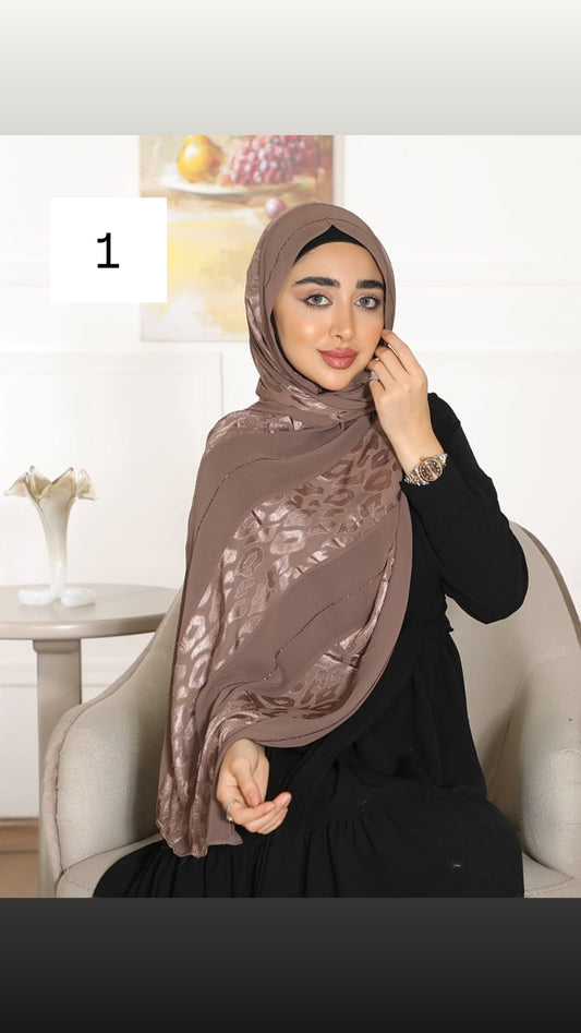 Satin Crepe Chiffon Blend Beaded Muslim Hijab
