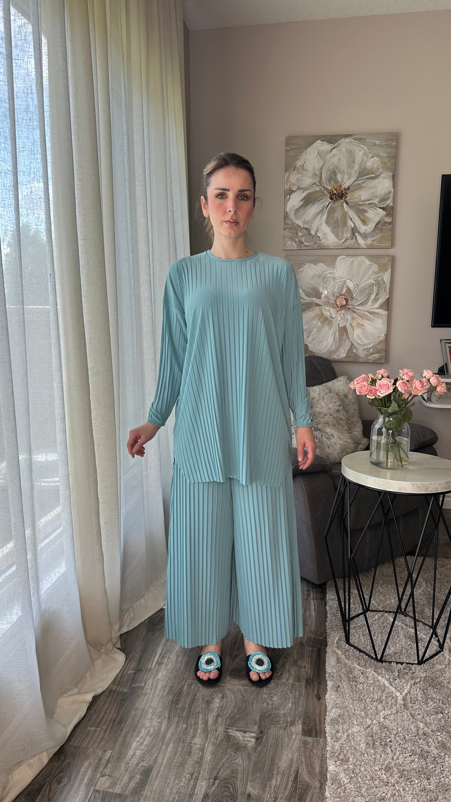 Pleated Modest Oversized Sandy Set الطقم السحري