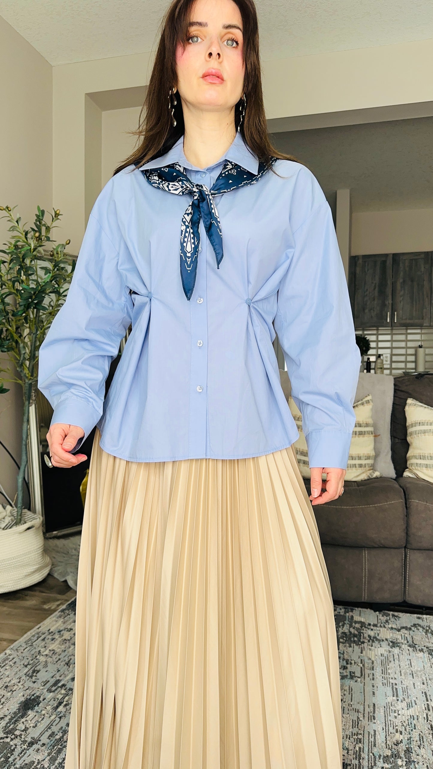 Structured Button‑Up Shirt قميص الفولار