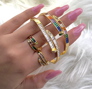 Zircon Nail Bracelet Ring Set