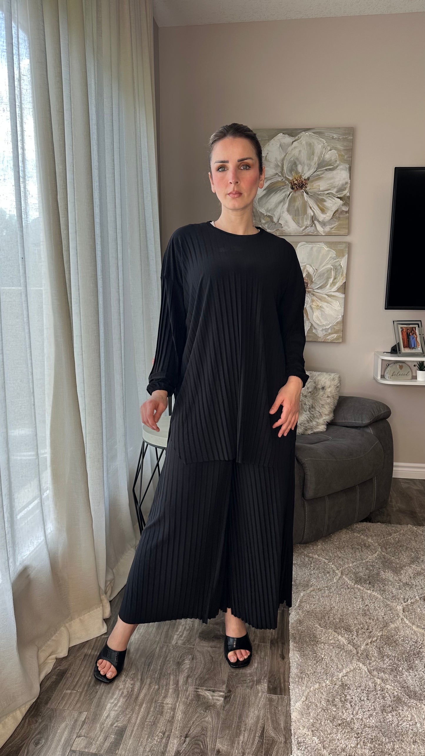Pleated Modest Oversized Sandy Set الطقم السحري