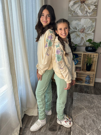 Girls Floral Hoodie & Mint Joggers Set – Hope for the Future Outfit